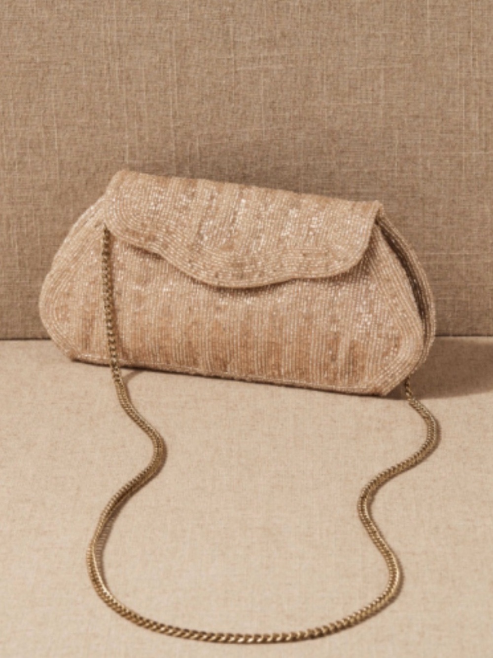 BHLDN Beaded Champagne Clutch Crossbody Bag